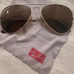 Ray-Ban Gold Frame Sunglasses with Brown Lenses